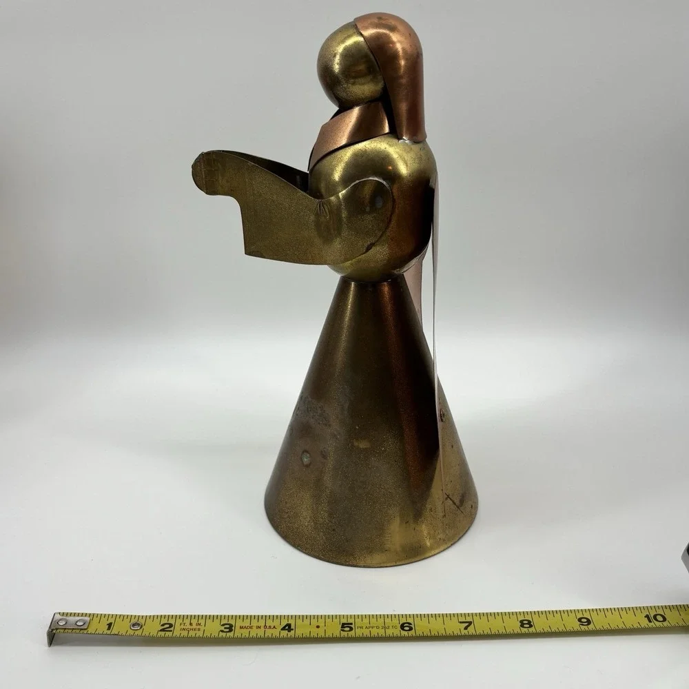 Vintage Mid‎ Century Brass & Copper Angel Christmas Candleholder 6